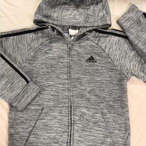 Adidas Gray and Black Athletic Hoodie with Full Zip for kids